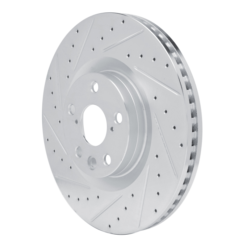 Lexus GS300 Brake Rotor (1) - Left Front - R1 Concepts - Drilled & Slotted - Silver - `11-`25